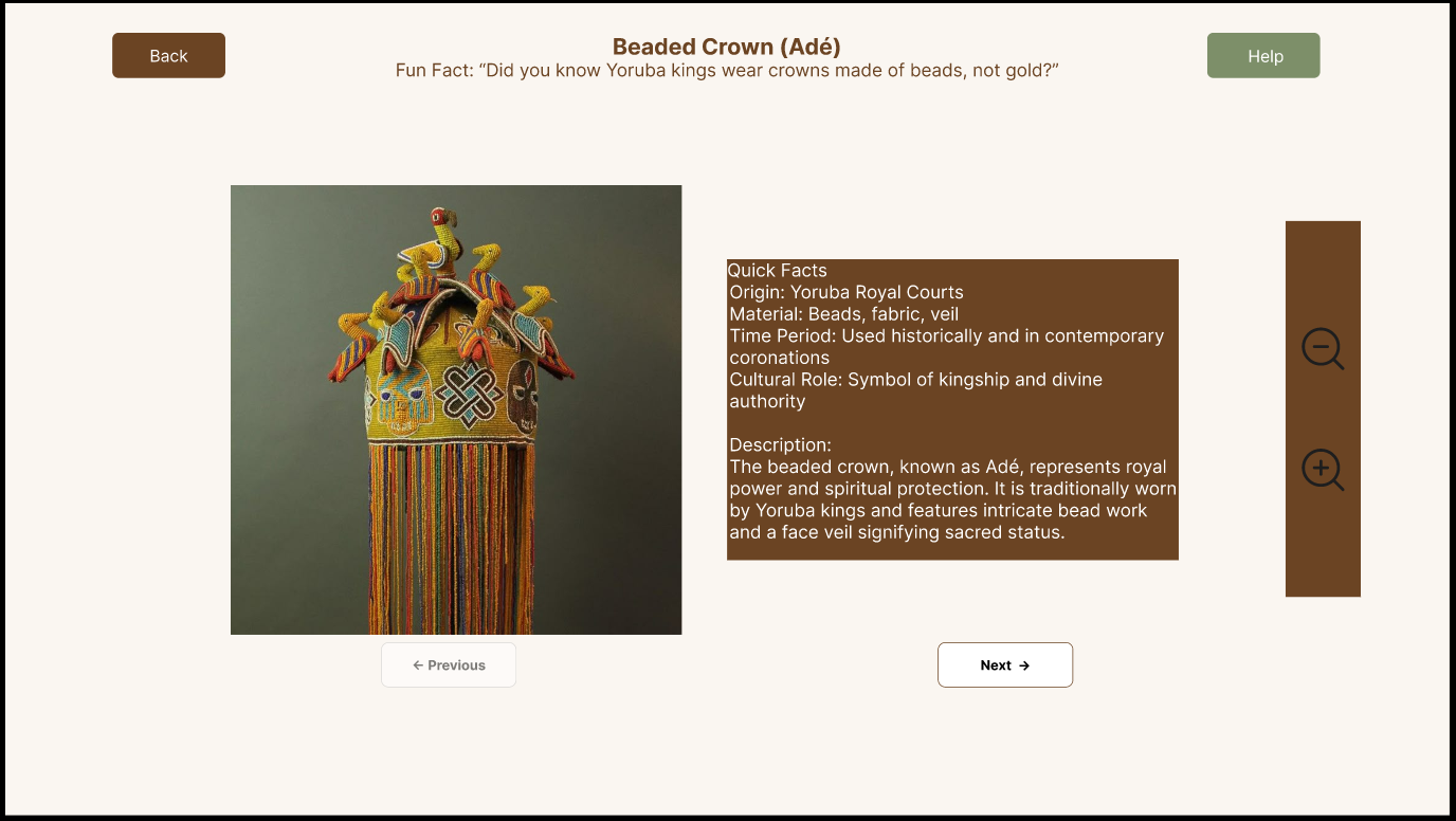 Artifact detail page